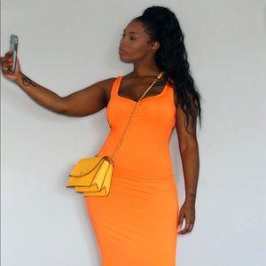 Long orange dress